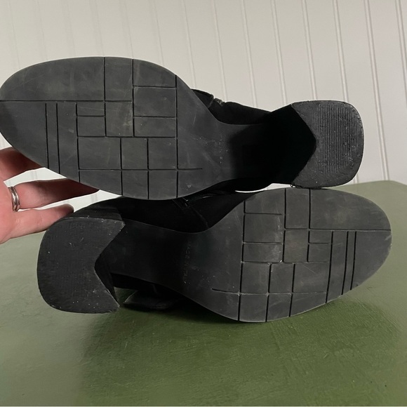 The Shoe Box NYC Big Buckle Chunky Heel Boots in Black Suede *Italy* - Picture 8 of 13